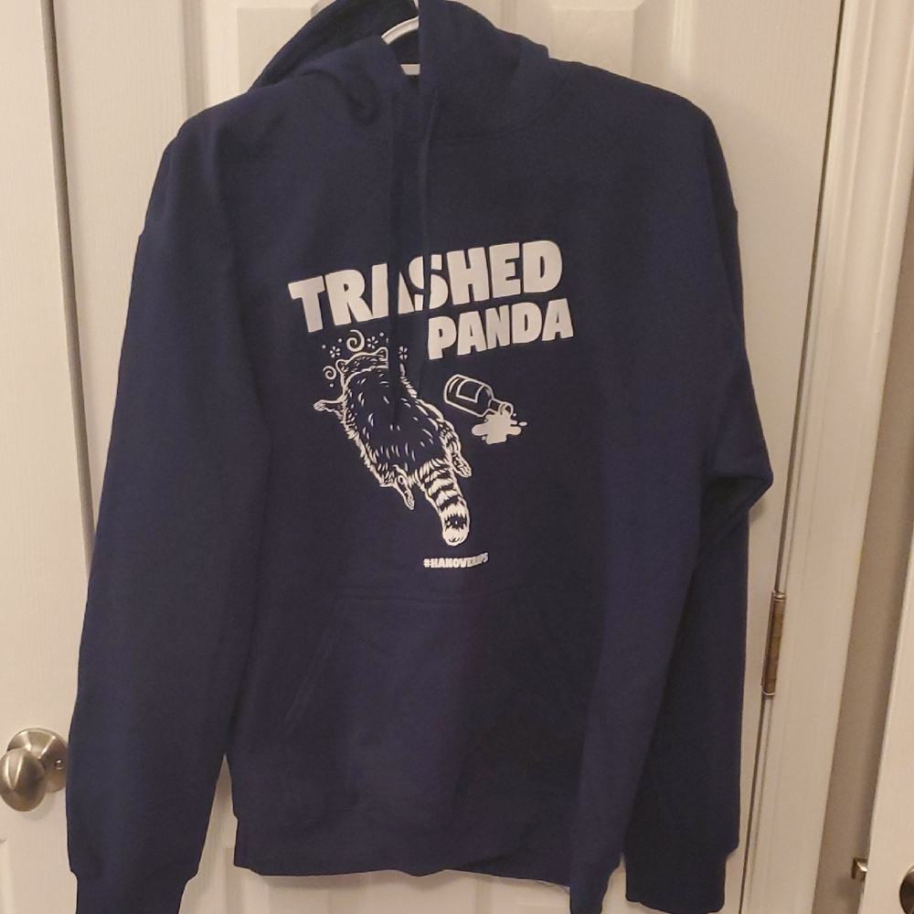 NWOT Navy Blue Trashed Panda Midweight Hoodie